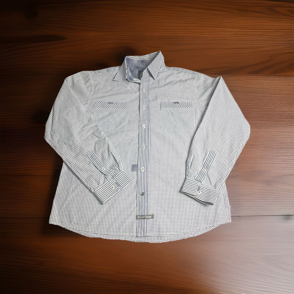 English laundry classic, white and blue button up men's shirt Sz-M